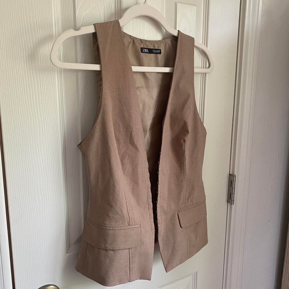 Zara Women's Tan and Cream Waistcoats-vests